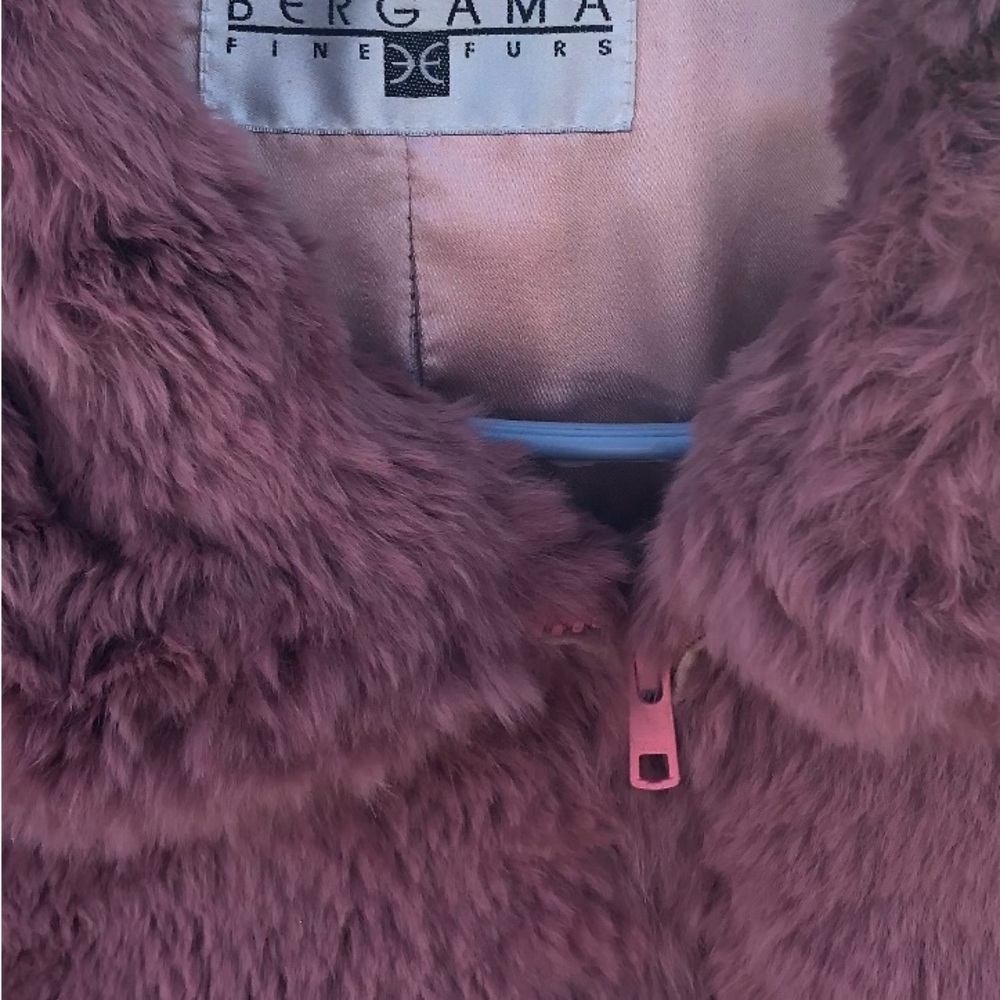 Vintage Bergama Plush Faux Fur Coat in Mauve
